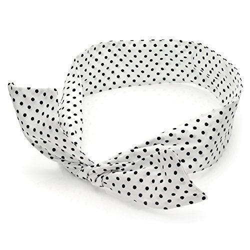 White & Black Polka Dot Bow Wire Headband Scarf