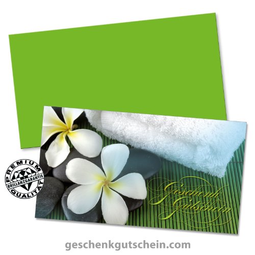 50 Stk. Geschenkgutscheine + 50 Stk. Kuverts für Kosmetik, Massage, Wellness, Spa MA1227