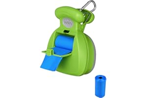 KALLAK Ramasse Crottes pour Chien ou Chat, Ramasseur Hygiénique Portable de Déchets Canins, Nettoyeur de Déchets Canins avec Distributeur de Sacs, Comprends 2 Rouleaux de Sacs à Crotte
