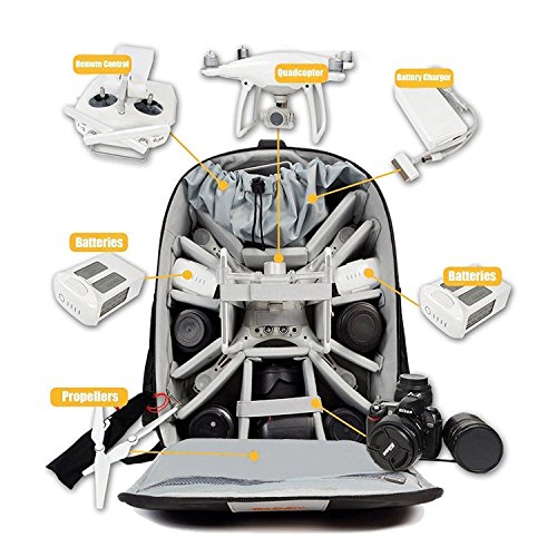 Caden Multifunktions-Wasserdichte Universal UAV Drones Rucksack Tasche für Quadcopter Drone und Canon, Nikon, Sony, Olympus, DSLR SLR Kameras, passen alle DJI Phantom 4/3/2 Serie, GoPro Kameras - 4