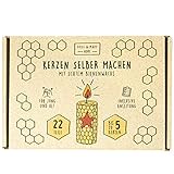 ROSE & MARY® Kerzen selber Machen - Für mindestens 5 Kerzen | Mit 100% reinem Bienenwachs aus Deutschland | Perfekt für Kinder & Familie inkl. Ausstechformen und Anleitung