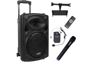 DYNASONIC - DYNAPRO 12 Plus (3ª Generación) Altavoz Bluetooth Portatil Profesional, Altavoz Bluetooth Potente 700W 2 microfonos Karaoke y Soporte Tablet