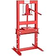 DKIEI 6 Ton Hydraulic Press, Hydraulic Floor Workshop Press, Height Adjustable, Up to 450mm Working Range, Heavy Duty Standing Press for Workshop Garage(Red)
