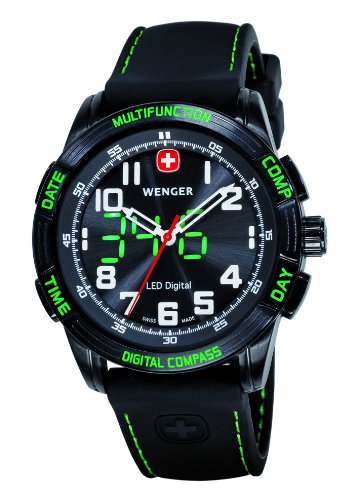 Wenger Herren-Armbanduhr XL Analog - Digital Quarz Silikon 70433 Wenger Herren-Armbanduhr XL Analog - Digital Quarz Silikon 70433