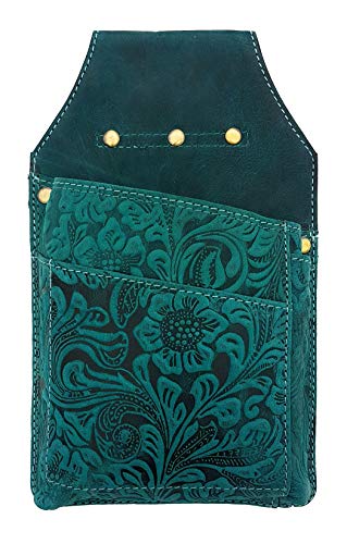 Preisvergleich Produktbild Kellnertasche Kellner Köcher Vollrindleder ölgeprägt Jockey Club erhabenes, florales Muster, Blüten und Ranken