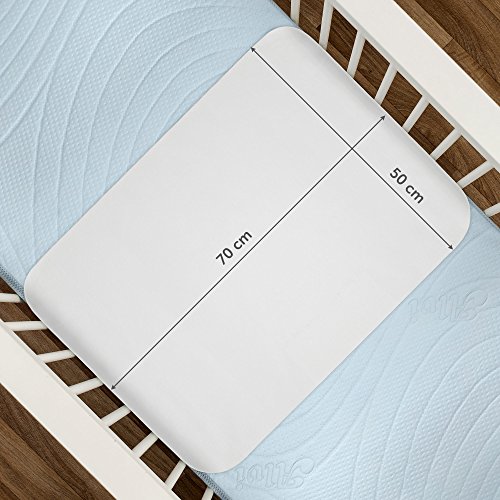 ALVI – Wasserdichte Betteinlage / Matratzenauflage – 50 x 70 cm – Schadstoffgeprüft nach Öko-Tex Standard 100 – beidseitig 100% Baumwolle mit innenliegendem, atmungsaktivem PU-Nässeschutz - 3