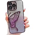 CINCH Thermoplastic Polyurethane Designed For iPhone 14 Pro Max Cover With Glitter Cute Butterfly Electroplating Design Back Cover Case For Women Teen Girls (Purple)