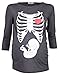 Happy Mama Woman's Maternity Halloween Baby Skeleton Ribs Print T-shirt Top 615p (Grey Melange, UK 14/16)