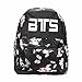 Produktbild skisneostype Kpop BTS Rucksack, Unisex, Leinwand mit Bangtan Boys Laptop Tasche Umhängetasche Schoolbag Sport-Beutel schwarz 2