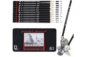 ‎ARIEL-GXR ariel-gxr Bleistift Set,12 Stück Zeichenstifte Skizzierstifte Set 8B 7B 6B 5B 4B 3B 2B B HB H 2H 4H Professionelle Bleistifte für Kinder Erwachsene Künstler Studenten Anfänger