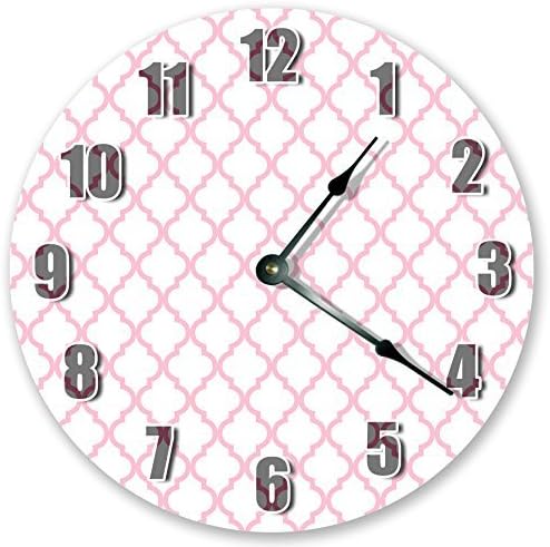 Pink Criss Cross Abstract Clock Art Wooden Wall Clock Silent Modern Wall Clock for Living Room Bedrooms Children Rooms Wall Art 12x12 in