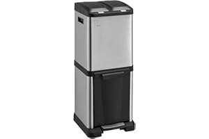 SVITA Poubelle 2 x 8 L + 16 L en Acier Inoxydable Argenté