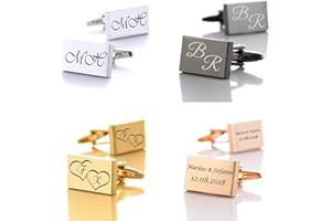 aplusashop ID Manschettenknöpfe mit Gravur nach Wunsch Edelstahl, in Vier Farben Hochzeit mit Box