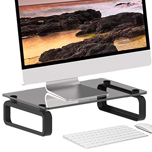 Soporte para Monitor Vidrio Templado Elevador Negro HD02B-001P