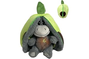 KUWUNG Atmendes Kuscheltier Esel, Herzschlag Plüsch Esel mit Atmung, Musik und Lichtern, Weiches Erdbeer Avocado Plüschtier Puppe, Kuscheltier Atmet Esel zum Linderung Angstzuständen 32 cm