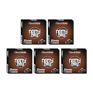 NOTTY BOY CheckMate Chocolate Flavour Condom For Men - 15 Count (Pack of 5)