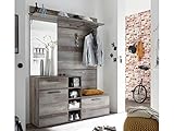 flur garderoben set Produktabmessungen: Breite 150 cm, Höhe 200 cm, Tiefe 38 cm - die perfekte Lösung für kleine Eingangsbereiche. 