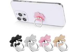 VZUHSW Ensemble de 4 Supports de téléphone avec Anneau et Rotation à 360° pour Samsung, iPhone, PC et Smartphones