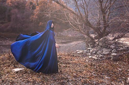 Blue stretch velvet druid wizard unisex cloak sorcerer yennefer cosplay