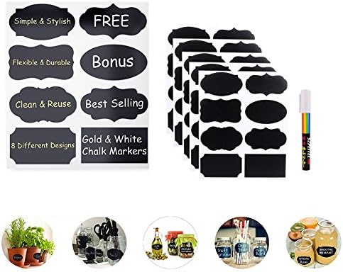 Chalkboard Labels Kit 40pcs Sticker DIY Lables Premium Stickers+ Removable Reusable with Pen