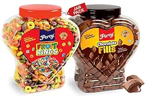 Percy Fruit Rings?and Chocolate Fills Combo of 2 Jars [Chocos Fill and Frooty Loops Breakfast Cereal] Jar, 860 g