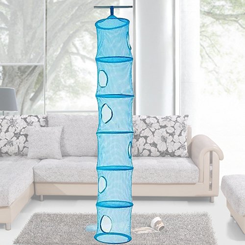 Bluelans® Mesh-hängender Speicher-Korb, 6 Tier zusammenklappbare Network hängend Aufbewahrungstasche für Spielzeug, kleine Kleidung usw. (Blue) - 2