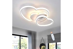 FUMIMID LED Lampada Da Soffitto Dimmerabile Plafoniera Forma Di Cuore Lampada Da Soggiorno Moderna Con Telecomando Metallo Lampadario Per Camera Dei Bambini Ragazzi Ragazze Cameretta Cucina,Bianca,50cm