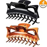 4 Pieces 11 cm Plastic Large Hair Claw Clips Women Thick Hair Claw Clamps 4.33 Inches (Black and Brown)