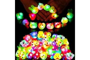 Mikulala 36 Pack Party Bag Fillers for Kids LED Light Up Rings Party Favours for Kids Boys Girls Gift Cute Animal Treasure Box Fillers for Classroom Prizes