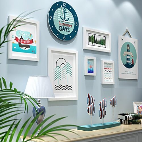 William 337 Restaurant Photo Wall Decoration Frame Wall Combination Clock Hanging Bedroom Sofa Background Creative Wall Hanging (Color : B)