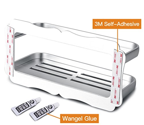 Wangel Duschkorb Duschablage ohne Bohren, Patentierter Kleber + Selbstklebender 3M-Kleber, Aluminium, Matte Finish - 4