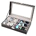 Produktbild Homesave Herren 6 Grids Watch 3 Grids Sonnenbrille, Leder Watch Sonnenbrille Display Aufbewahrungskoffer, Wasserdicht Schwarz, Braun,Black