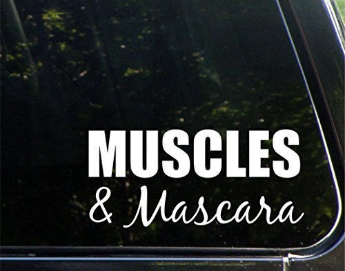 Betta946xton Muscles &amp; Mascara Vinyl Car Stickers Bumper Stickers Funny Windows Truck Laptop Decals Gifts 8-3/4 X 3-1/2