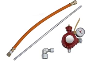 GAS-SHOP-24 50 mbar Herdanschluss Set Propangas/Anschluss für Gas-Herd, Gaskocher, (Druckminderer, Gasschlauch, Übergang, Stahlrohr) (DIN DVGW) - Haushaltsregler Innenbereich