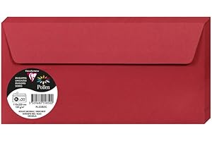 Clairefontaine 5585C – Zestaw 20 kopert samoprzylepnych – DL 11x22cm – 120g/m² – Czerwona Porzeczka – zaproszenia i korespondencja – Kolekcja Pollen – gładki papier premium