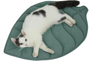GENERIC 7WUNDERBAR Cama para gatos, cojín suave lavable, para gatos, cama para perros pequeños, cama para mascotas (hojas)