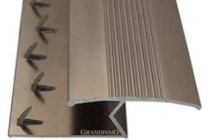 Grandismo® Z Section Extra Long 9ft / 2.7m / 270cm / 2700mm - Carpet to Wood or Laminate Joining Threshold Strip - Trim Metal Door Bar Plate (Bronze)