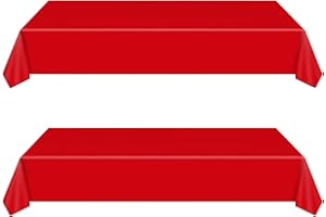 YAYAFUNFUN 2 Piezas Mantel Rojo Plástico 137 * 274cm, Impermeable y Antimanchas, Rectángulo Mantel Desechable,Decoración de Mesa para Cumpleaños Infantil,Exterior Jardin,Fiesta,Bodas,Navidad