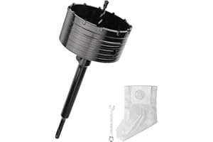 HSAWBIT Couronne de forage de 130 mm (dents XXL) noire avec rallonge SDS plus de 220 mm et foret de centrage à 4 tranchants 8 x 110 mm, guide de scie cloche murale pour maçonnerie et béton