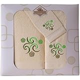 Westward Ho. Diseño de Ondas Juego de toallas, color crema/verde oscuro, juego de 3