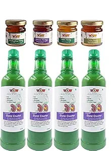 Wow Zip - GO Herbs & NUTRITION-100% Pure and Effective Kidney Stone Crusher Breaker Patharchatta Juice-No Added Sugar . (750 Ml x 4+4 Honey 55g) Free Immunity Enhancing Honey.