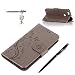 Produktbild Huawei Nova Hülle, Huawei Nova Schutzhülle, Alfort 3 in 1 Lederhülle Fashion Design Premium PU Leder Hohe Qualität Tasche Case Cover Kasten Abdeckung Wallet für Huawei Nova 5.0" Smartphone Funktion Standfunktion Unterstützte Telefone und Magnetverschluss mit Schmetterling ( Grau ) + Alfort Schwarz Stylus Pen + Netter Staub Stecker
