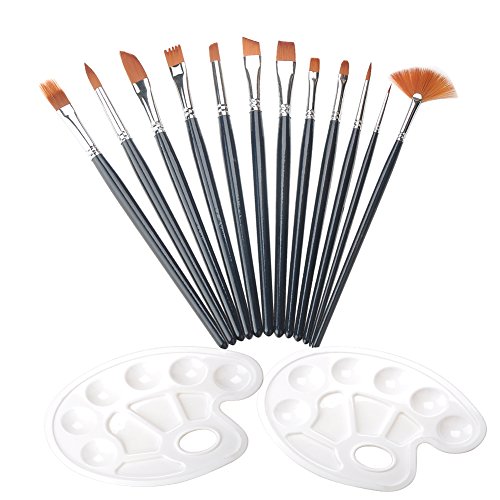Jingxu 12st Borstenpinsel, Mischpalette Künstlerpinsel Pinselset Malen Acryl Palette Für Öl ölfarben - 7