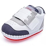  DELEBAO Babyschuhe Baby Turnschuhe Krabbelschuhe Lederschuhe Baby Schuhe mit Weicher und Rutschfester Sohle für Babys Jungen und Mädchen (Schwarz,9-12 Monate)