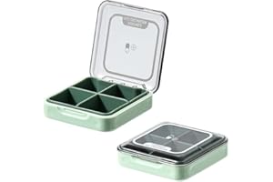 DSYSC Small Pill Box, BPA Free Pill Case with 4 Large Compartmensts to Hold Vitamins, Moistureproof Portable Pill Box Organiser for Travel (Green)