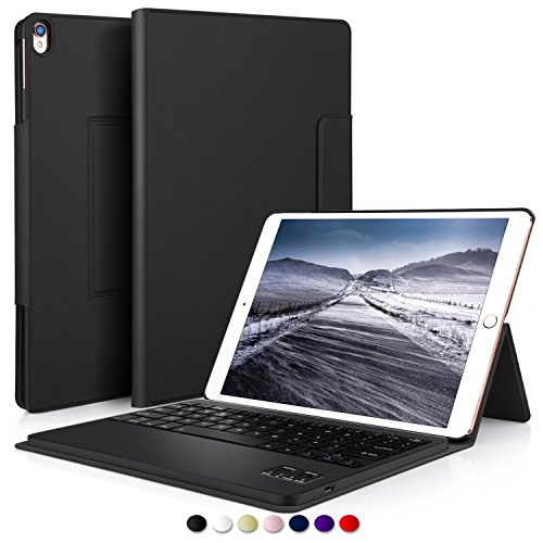IVSO iPad Pro 10.5 QWERTZ Tastatur, Abnehmbare Wireless Bluetooth Tastatur Schutzhülle mit Standfunction Für Apple iPad Pro 10.5 Tablet, Schwarz