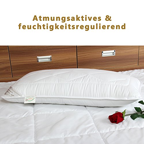 DUCK & GOOSE Gestepptes Kopfkissen Mikrofaser weiß 40x80cm Kochfest - 4