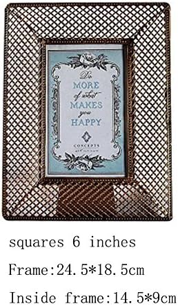 American Iron Photo Frame 6 inch home photos Wall Decorations Gifts , Brush gold , squares 6 inches