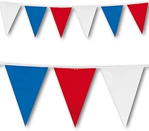 Banderole De Decoration A Fanions Rouge Blanc Et Bleu Grande Taille 7m De Long Amazon Fr Cuisine Et Maison