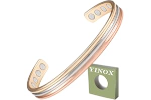 ‎YINOX YINOX Tri Tone Magnet-Armbänder aus reinem Kupfer für Arthritis, für Damen und Herren, mit 8 Magneten, Valentinstag